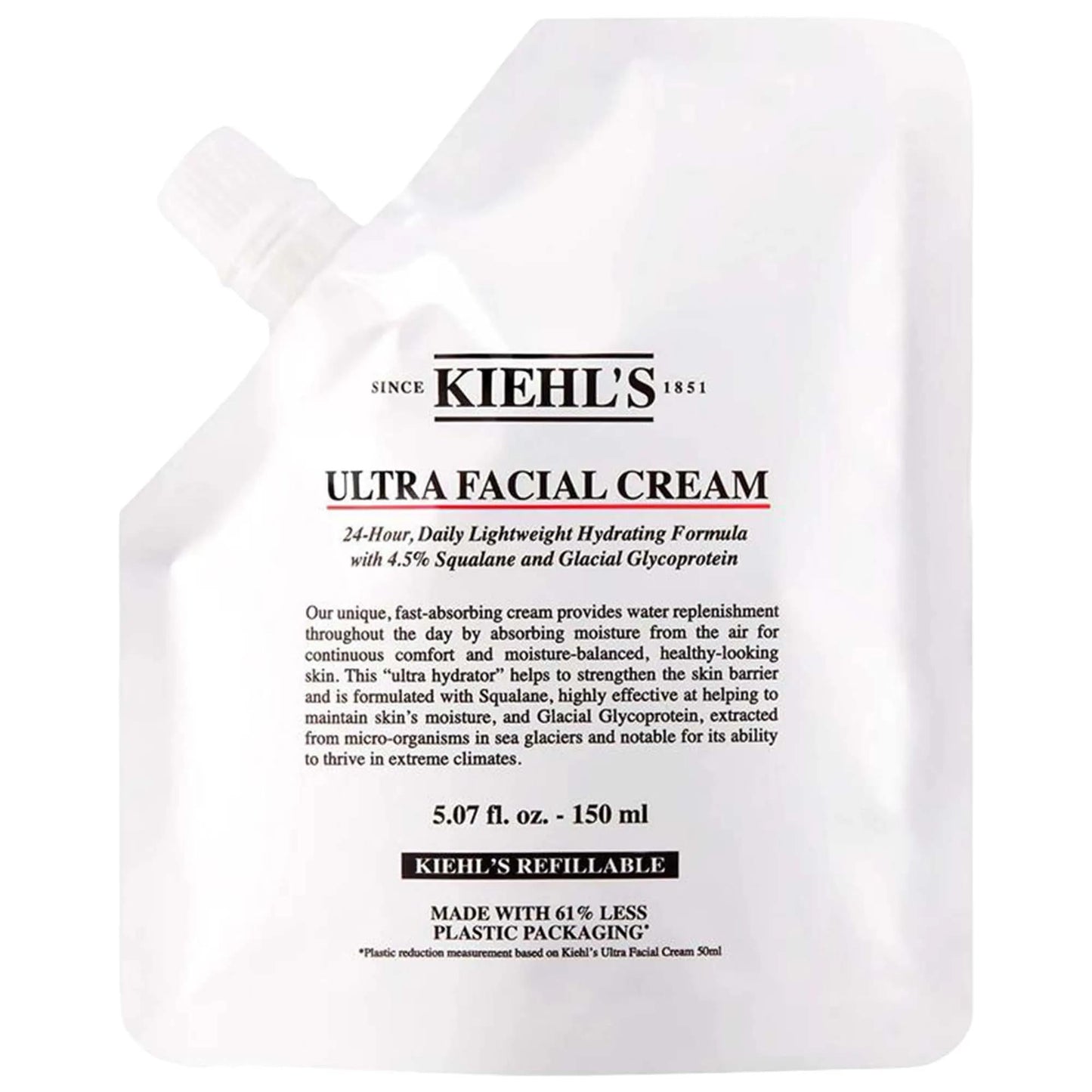 Kiehl's Ultra Facial Refillable Moisturizing Cream - Long-Lasting Hydration, Squalane Skincare, Fragrance-Free, Paraben-Free