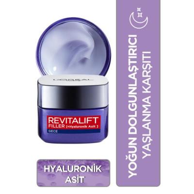 Loreal Paris Revitalift Filler Anti-Aging Night Cream with Hyaluronic Acid - Moisturizing, Wrinkle-Fighting 1.69 fl oz