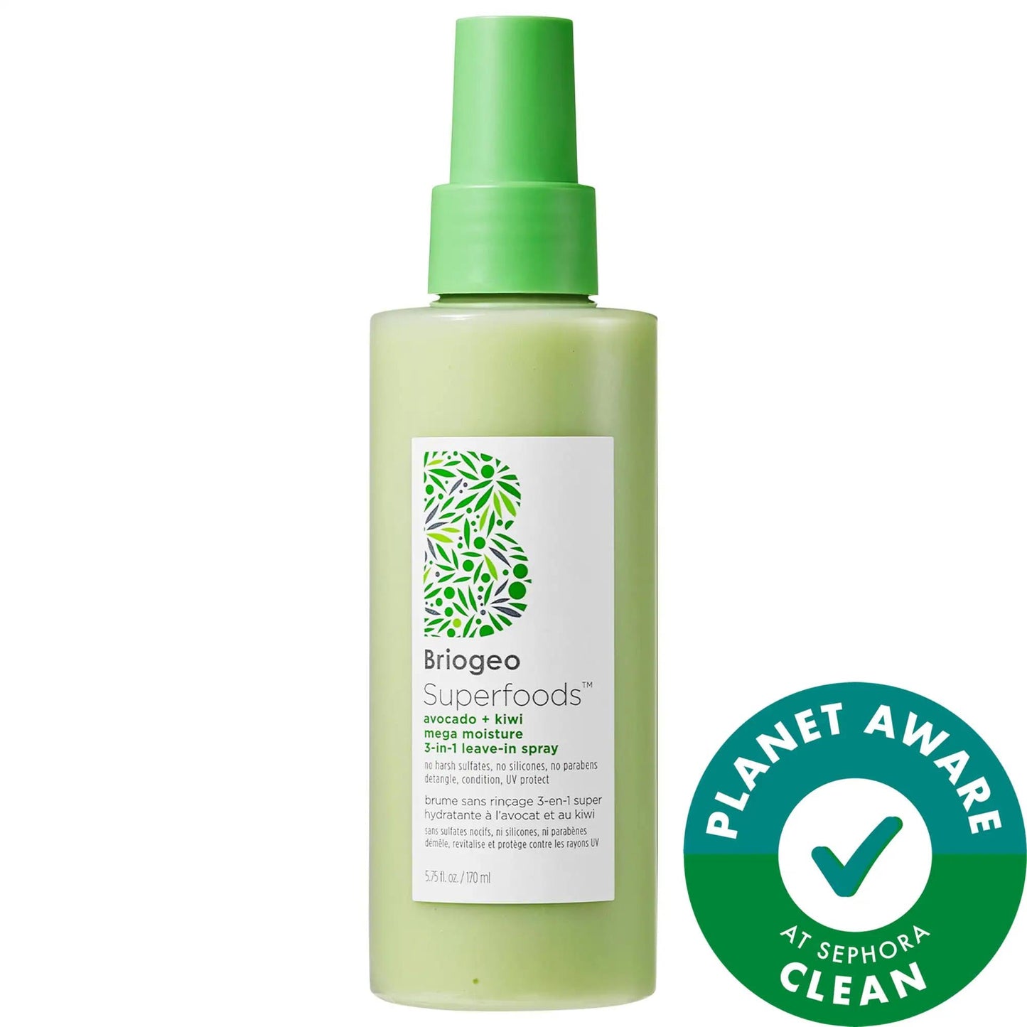 Briogeo Superfoods™ Avocado + Kiwi Moisture Leave-In Conditioner - Intensely Nourishing Phytonutrient-Rich Hair Care with UV Protection