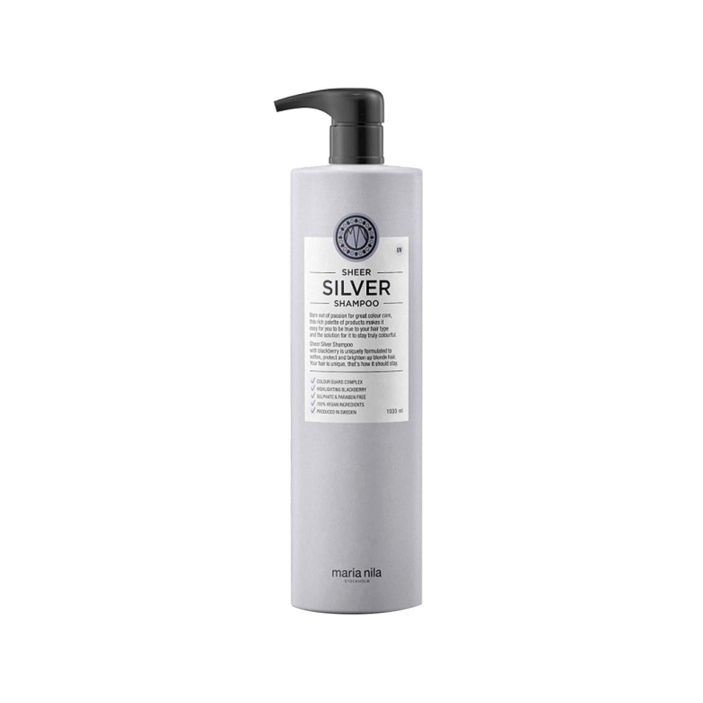Maria Nila Silver Shampoo for Yellow Hair - Sulfate-Free, 1000ml - Gentle Toning for Blonde Hair