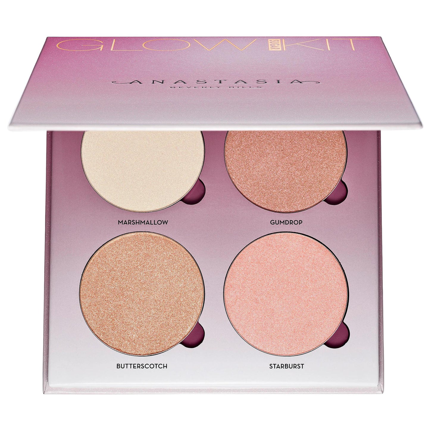 Sugar Glow Kit Powder Highlighters - 4 Metallic Shades for Face, Eyes & Body