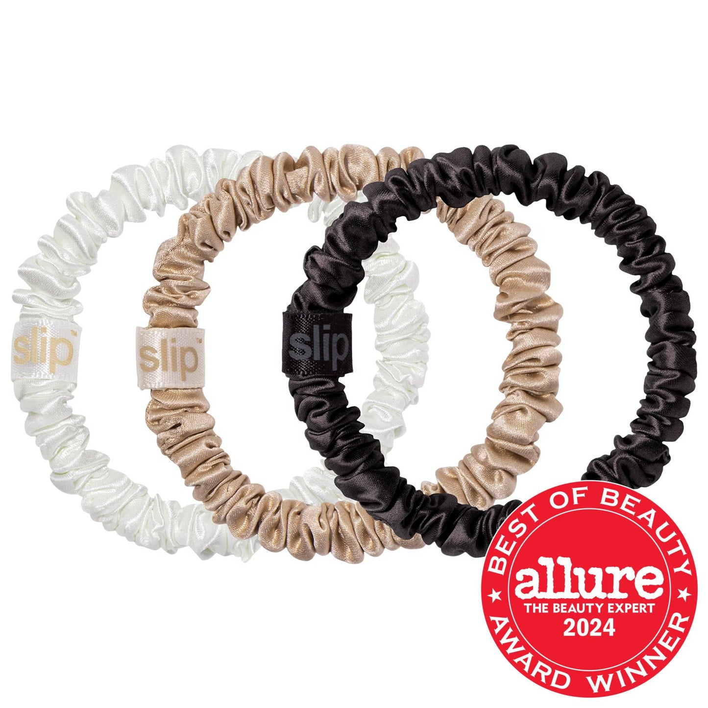 Slip Silk Skinny Scrunchies - 3 Pack: Gentle, Anti-Crease Hair Ties for Breakage Prevention & Healthy Hair