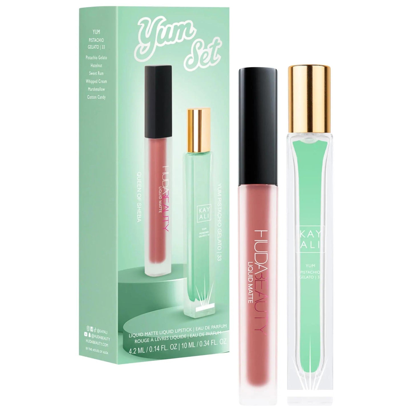KAYALI YUM PISTACHIO GELATO POWER DUO Luxury Fragrance and Lipstick Gift Set
