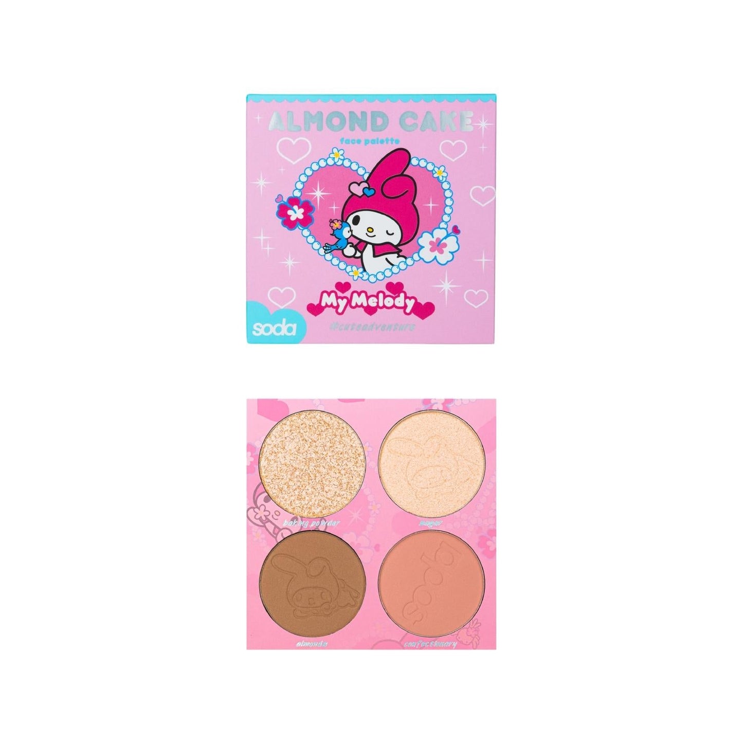 Soda Hello Kitty Almond Cake Makeup Palette - Compact, Portable, and Collectible Hello Kitty Cosmetics