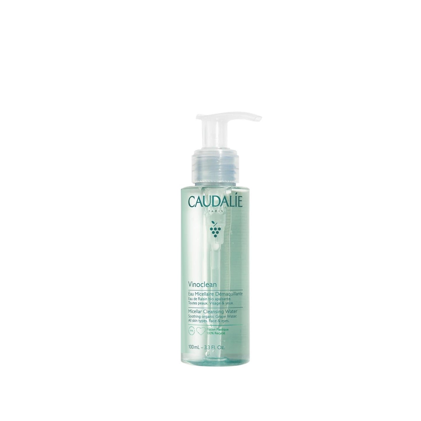 Caudalie Vinoclean Micellar Cleansing Water - Gentle Skincare for Sensitive Skin, Effective Makeup Removal - 3.38 fl oz