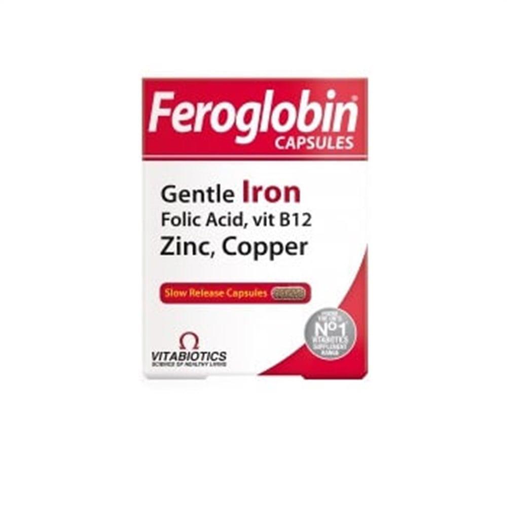 Vitabiotics Feroglobin Iron Supplement, Vitamin & Mineral Dietary Supplement Capsules for Healthy Red Blood Cell Production - 30 Capsules