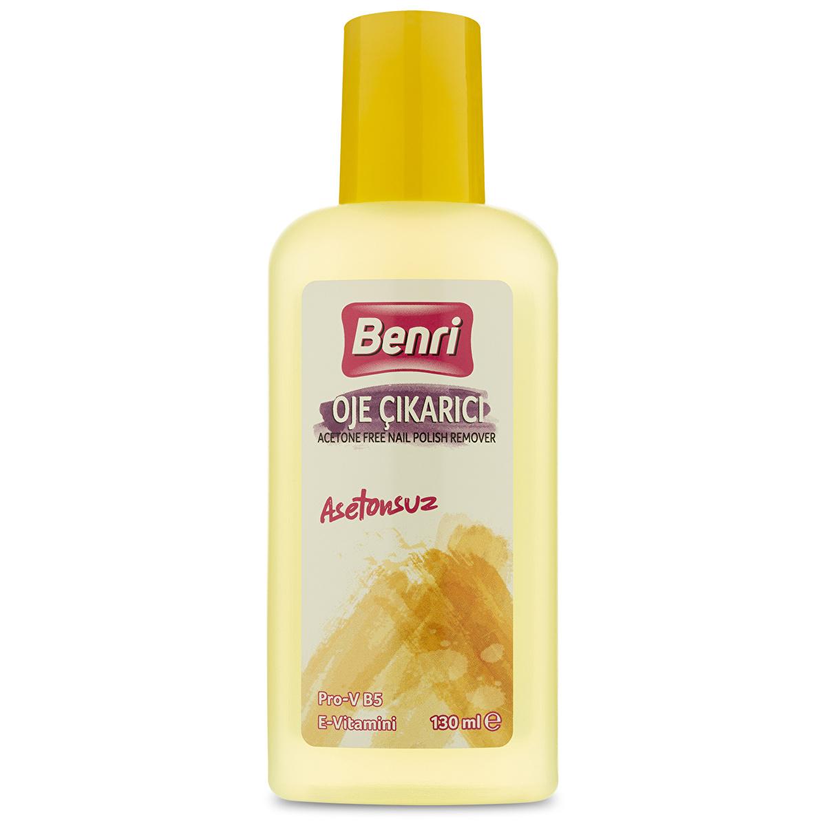 Benri Acetone-Free Nail Polish Remover 4.4 fl oz - Gentle, Vitamin E & Pro-Vitamin B5 Enriched for Natural & Prosthetic Nails