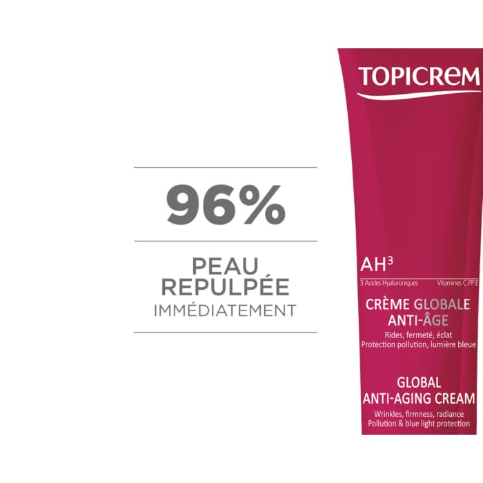 Topicrem AH3 Anti-Aging Cream for Dry Skin - Hydrating, Anti-Wrinkle, and Brightening - 1.35 fl oz