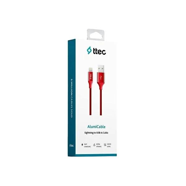 Ttec Aluminum Braided Lightning Cable: Durable, Fast Charging USB Cable for iPhones & iPads - 1.2m/4ft