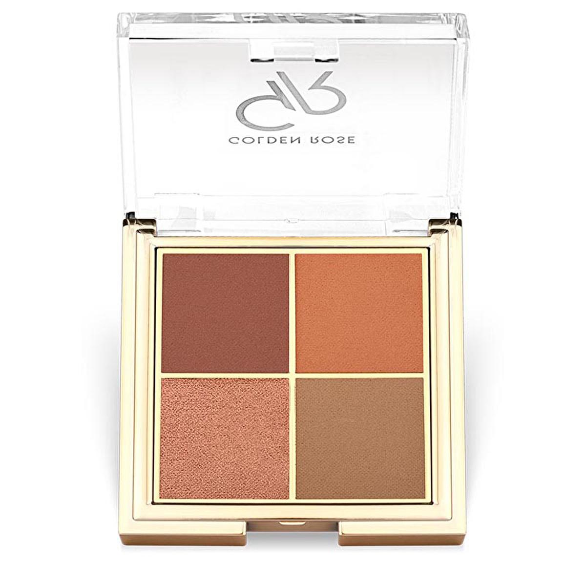 Golden Rose Quattro Eyeshadow Palette 05 Red Brick - 4 Shades Makeup Palette for Versatile Eye Looks