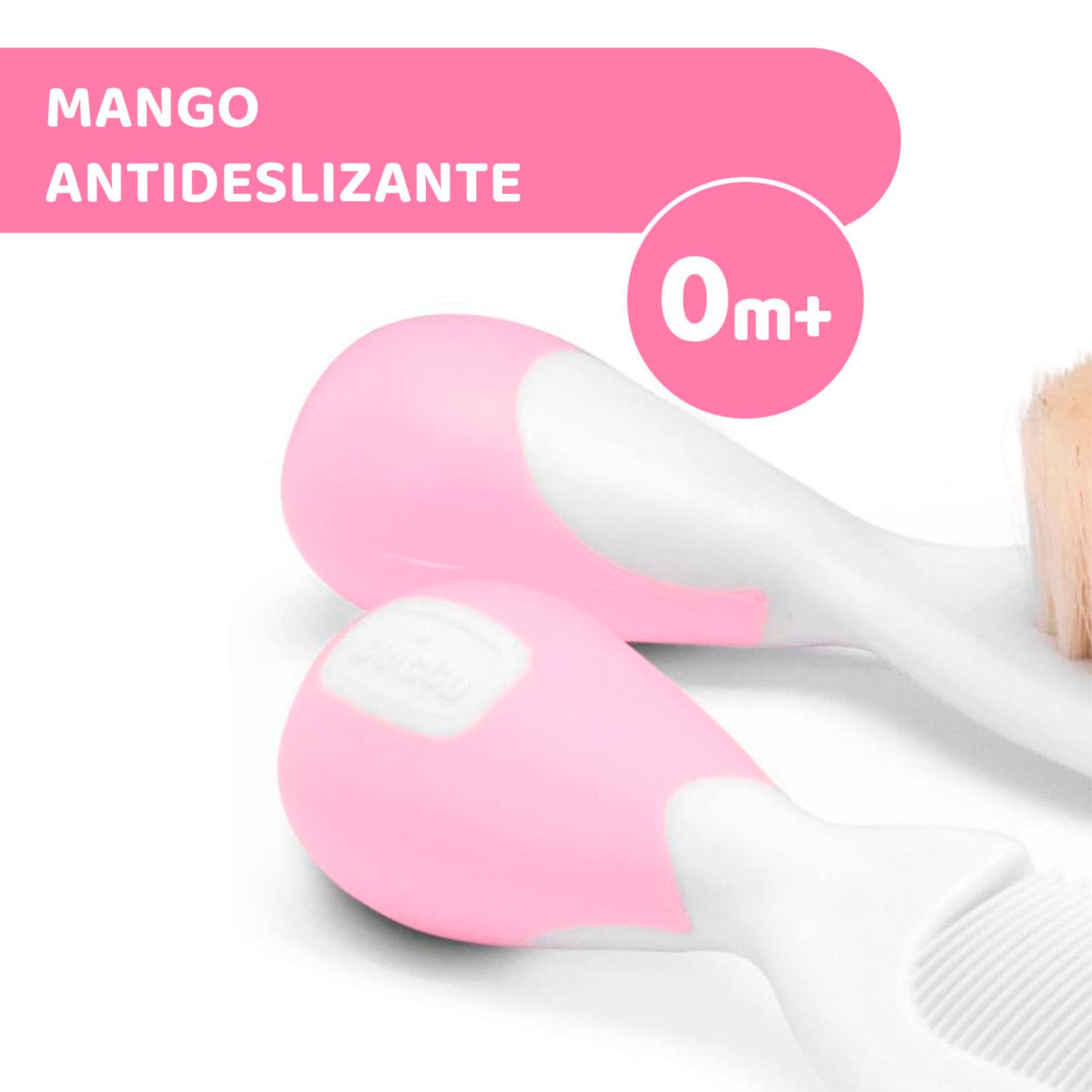 Chicco Baby Hair Brush and Comb Set for Newborns - Gentle Natural Bristle Brush and Safe Round-Tipped Comb for Infant Hair Care