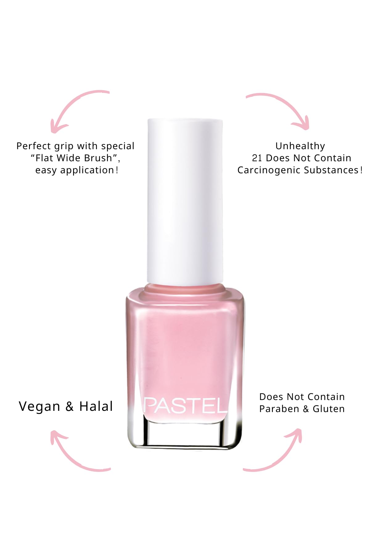 Pastel Vegan Nail Polish - Cruelty-Free, Toluene-Free, 54 Shades - 13ml