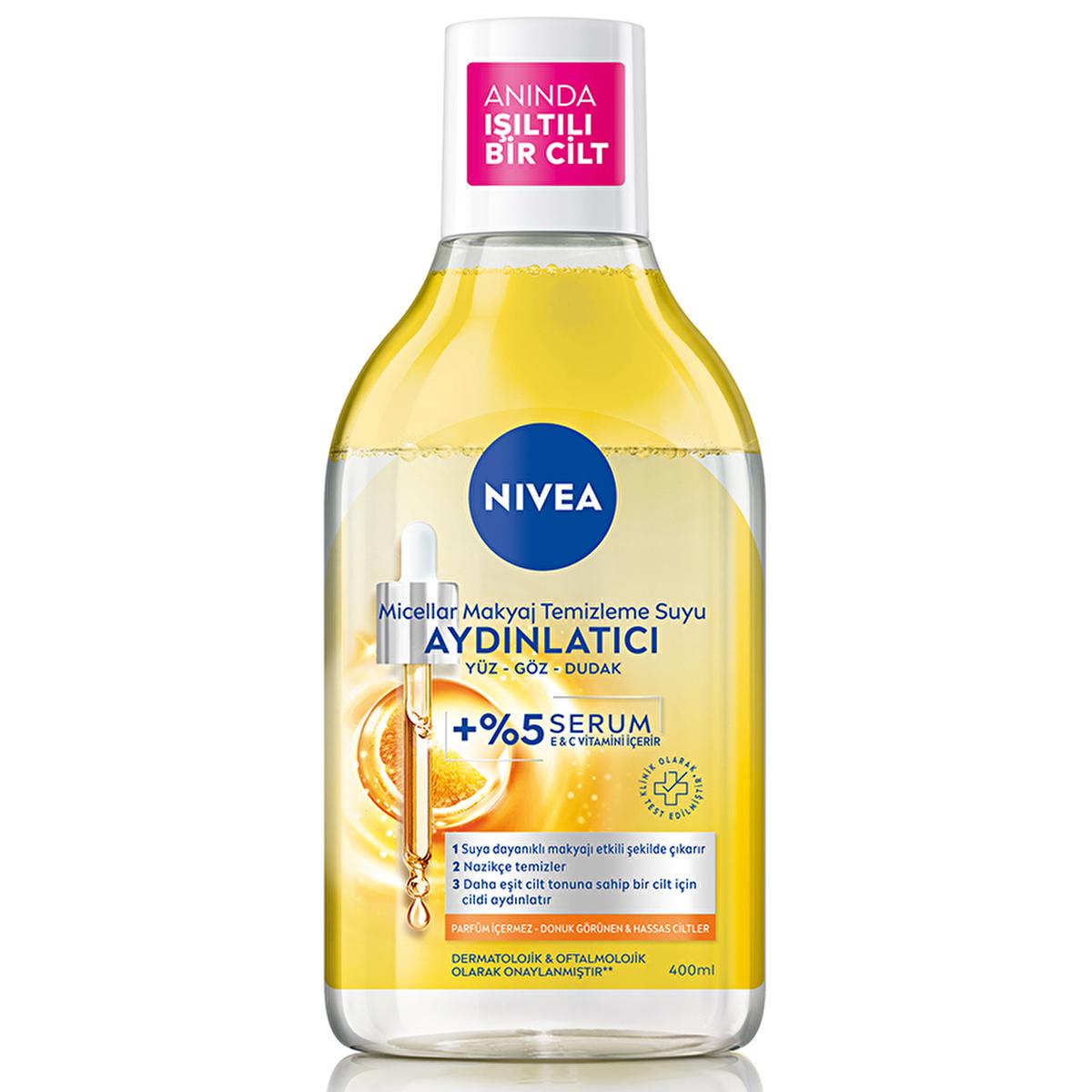 Nivea Micellar Makeup Cleansing Water with 5% Serum - Gentle, Brightening, and Hydrating Makeup Remover for Sensitive Skin