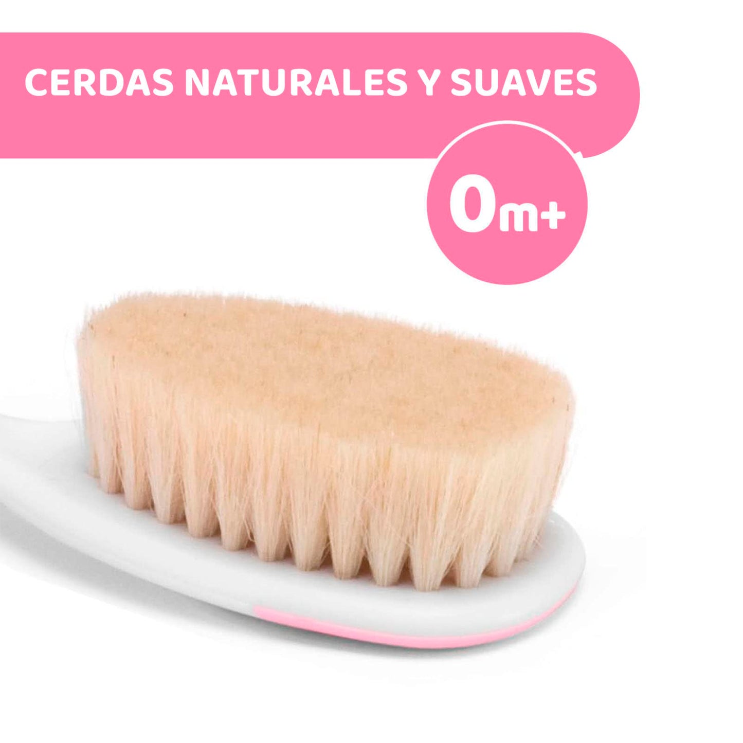 Chicco Baby Hair Brush and Comb Set for Newborns - Gentle Natural Bristle Brush and Safe Round-Tipped Comb for Infant Hair Care