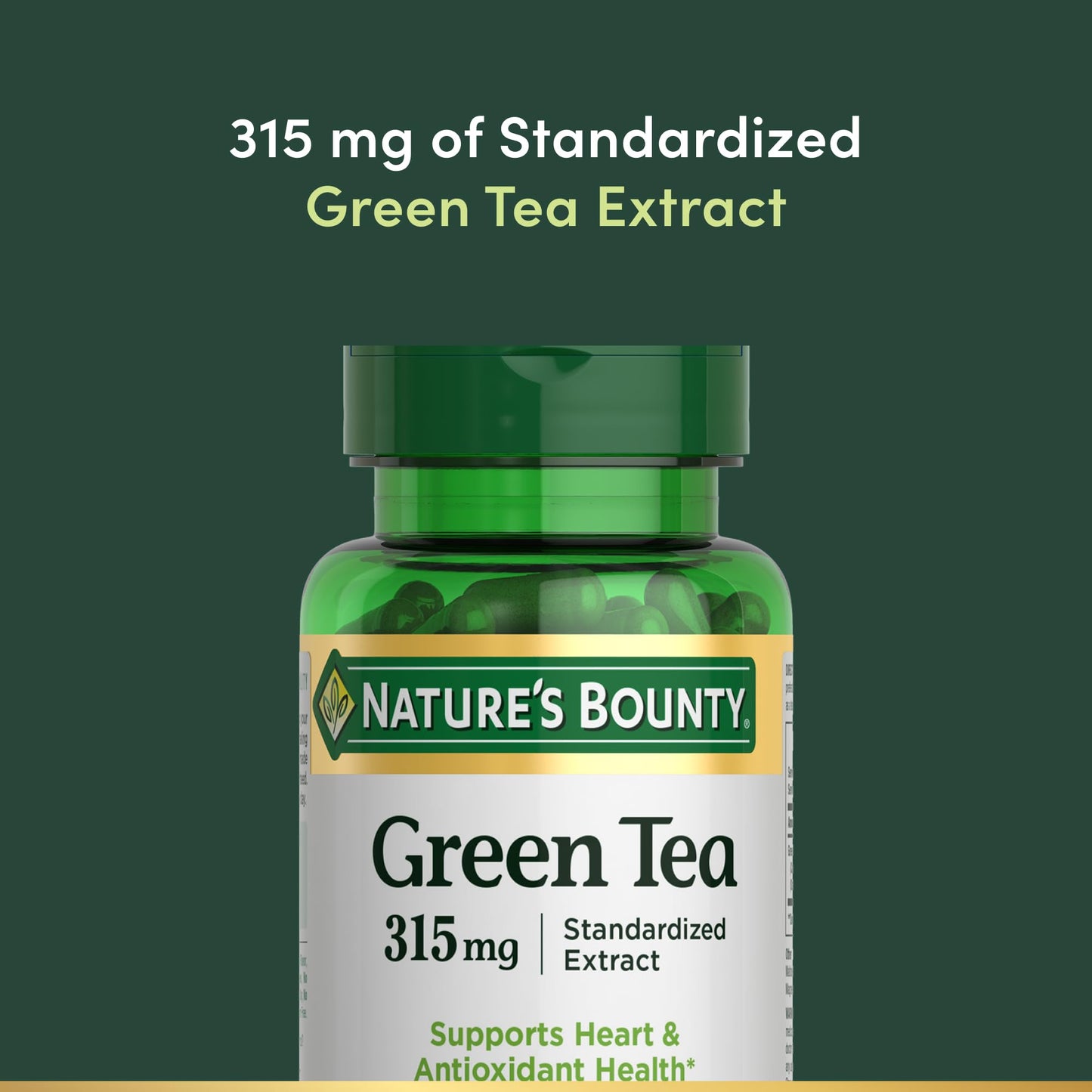 Nature's Bounty Green Tea Supplement 315mg - Antioxidant Support Dietary Supplement for Health-Conscious Individuals