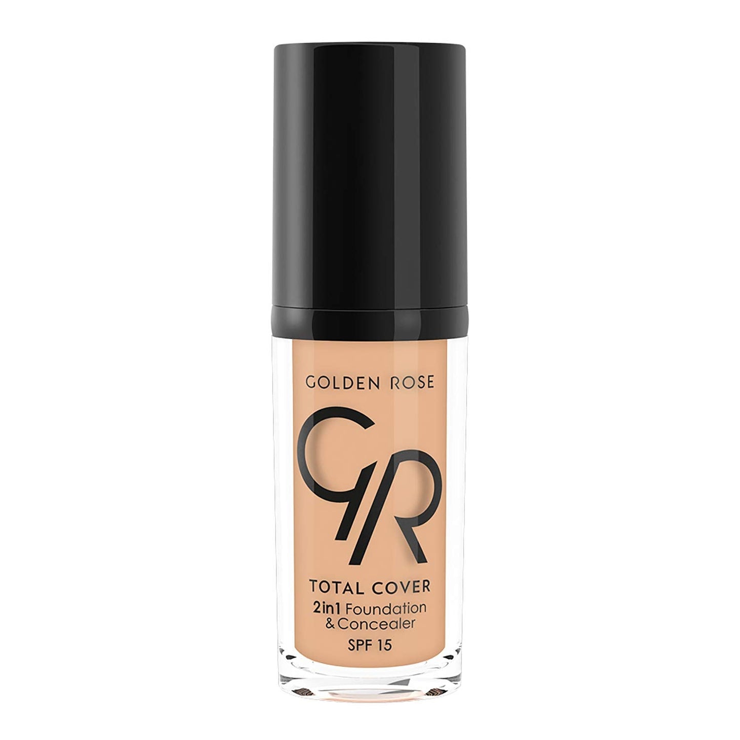 Golden Rose Total Cover 12 Light Beige 2 in 1 Foundation and Concealer - High Coverage, Lightweight Makeup with SPF 15