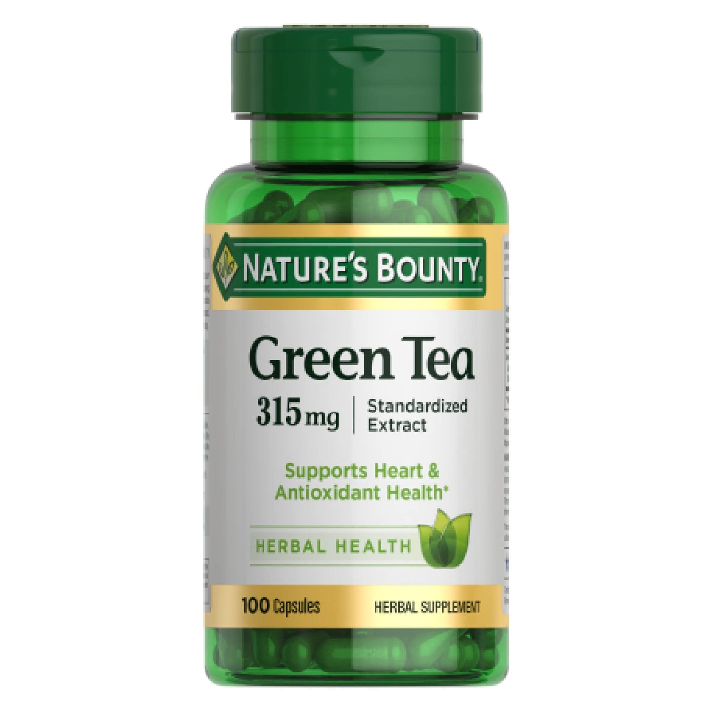 Nature's Bounty Green Tea Supplement 315mg - Antioxidant Support Dietary Supplement for Health-Conscious Individuals