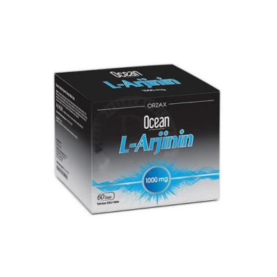 Ocean L-Arginine 1000 mg Powder Dietary Supplement - 60 Sachets, Orange Flavored, Easy Mix