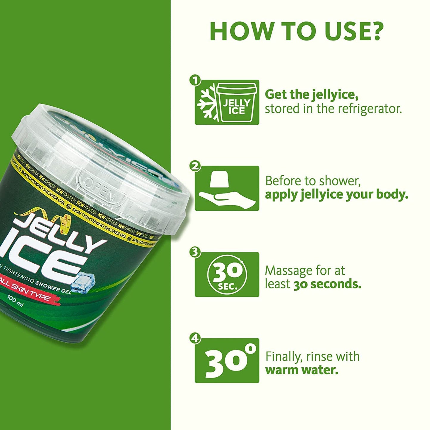 Jellyice Skin Tightening Shower Gel - All Skin Types - Natural Formula - Firming Bath Gel