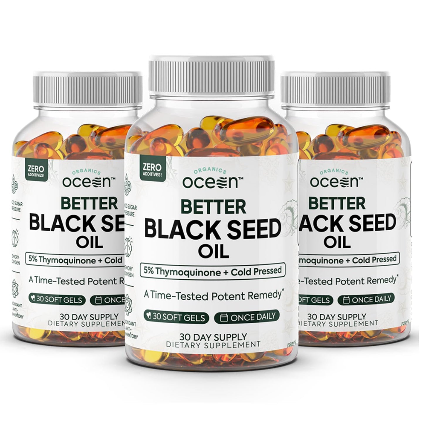 Ocean Black Seed Oil Supplement - 1000mg Çörek Otu Yağı Capsules, 60 Count (1+1 Free) - Natural Health Support