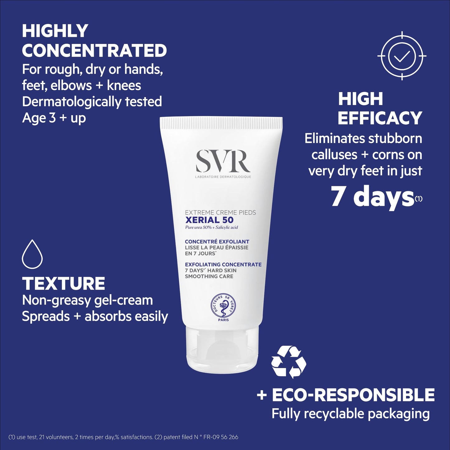 SVR Creme Pieds Xerial 30 - Intensive Foot Cream for Dry Feet with 30% Urea, Moisturizing & Soothing, 1.69 fl oz