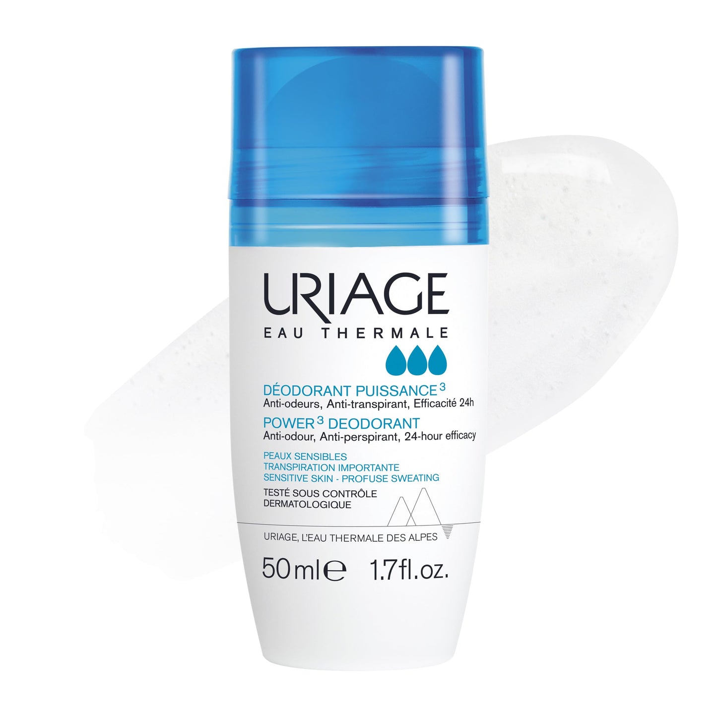 Uriage Uriage Power 3 Deodorant Roll-on - Anti-Perspirant, Paraben-Free, Natural Deodorant for Effective Odor Protection