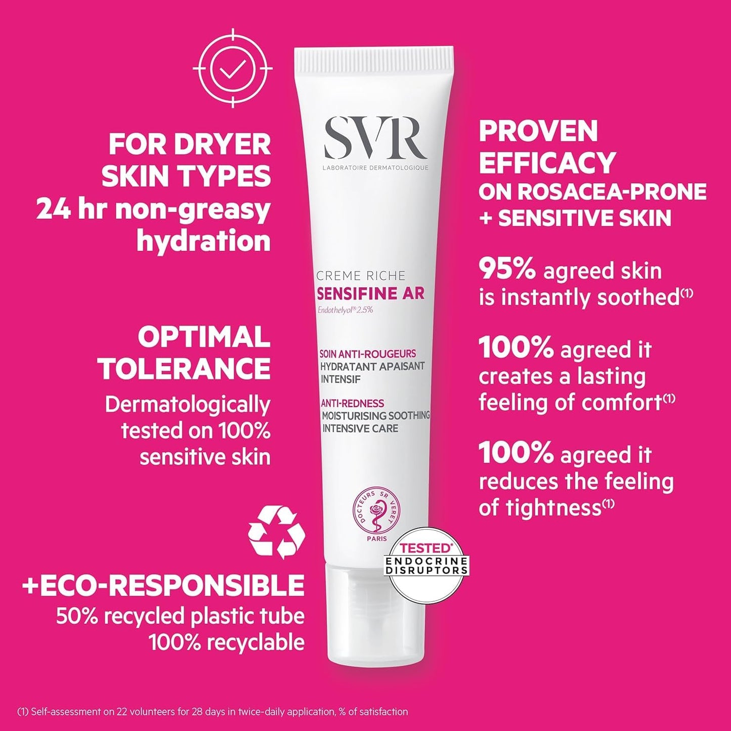 SVR Sensifine AR Creme Riche 40ml - 24-Hour Hydration Moisturizing Cream for Sensitive Skin