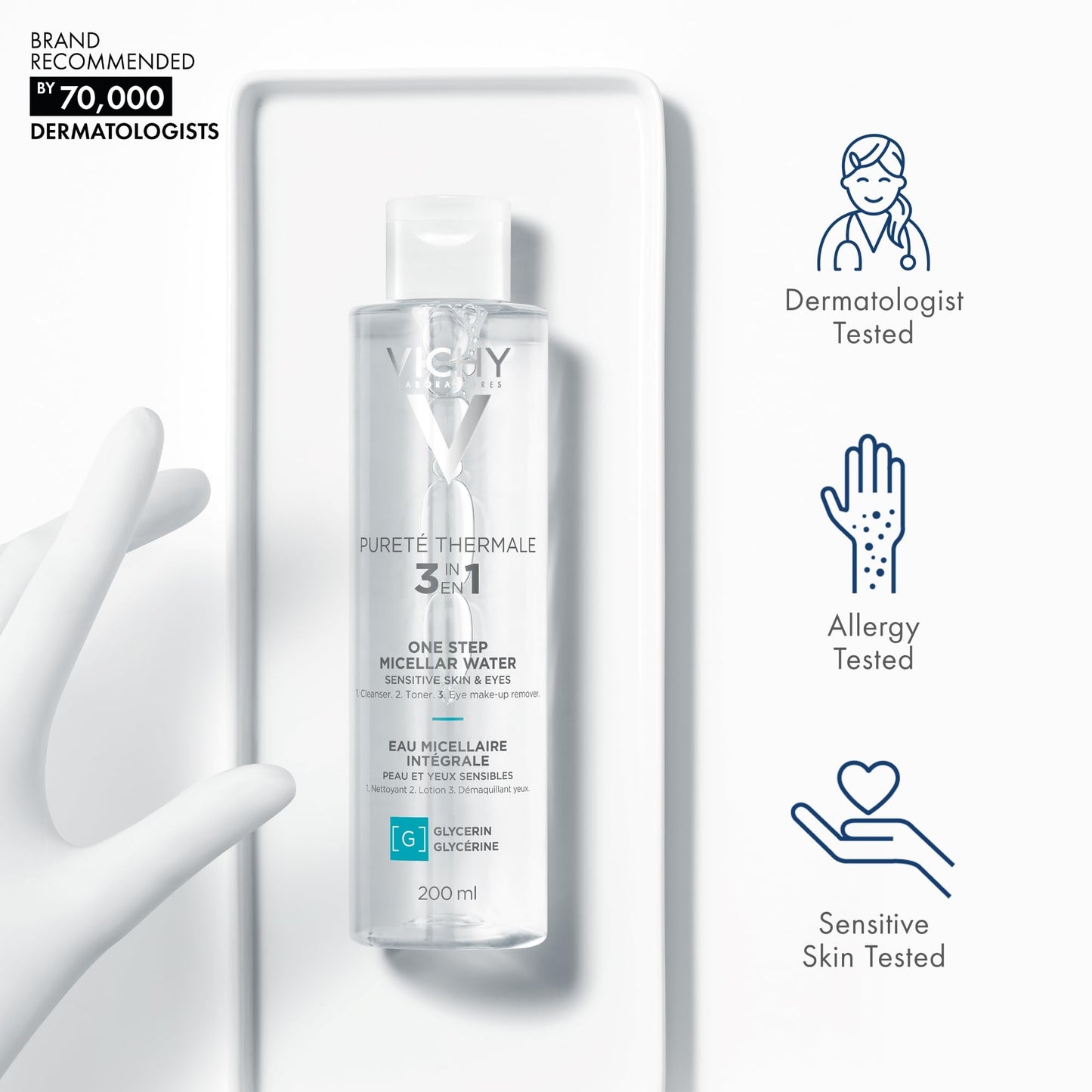 Vichy Mineral Micellar Water - Gentle Makeup Remover & Cleanser for Sensitive Skin