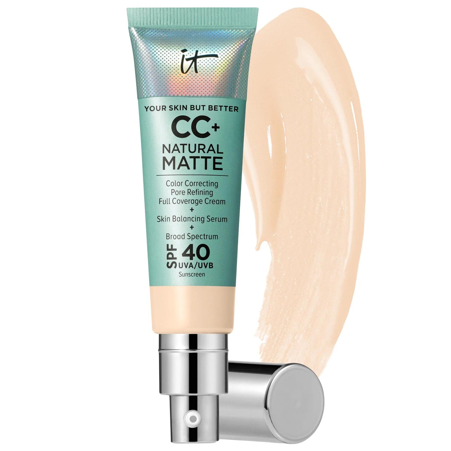 CC+ Cream Natural Matte Foundation with SPF 40 - Full Coverage, Hydrating, Vegan Makeup