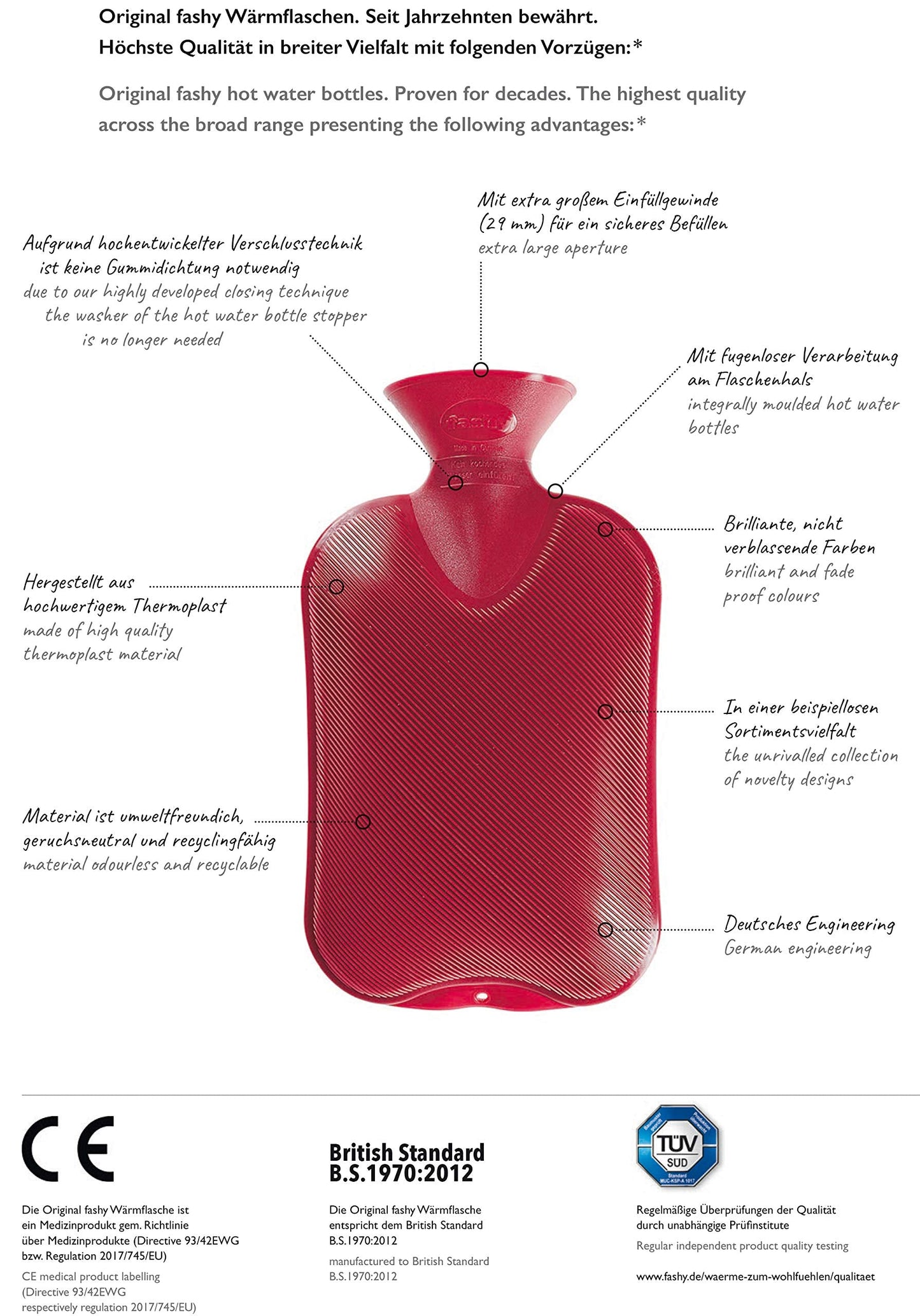 Fashy Hot Water Bottle - Tubeless Design | 2L