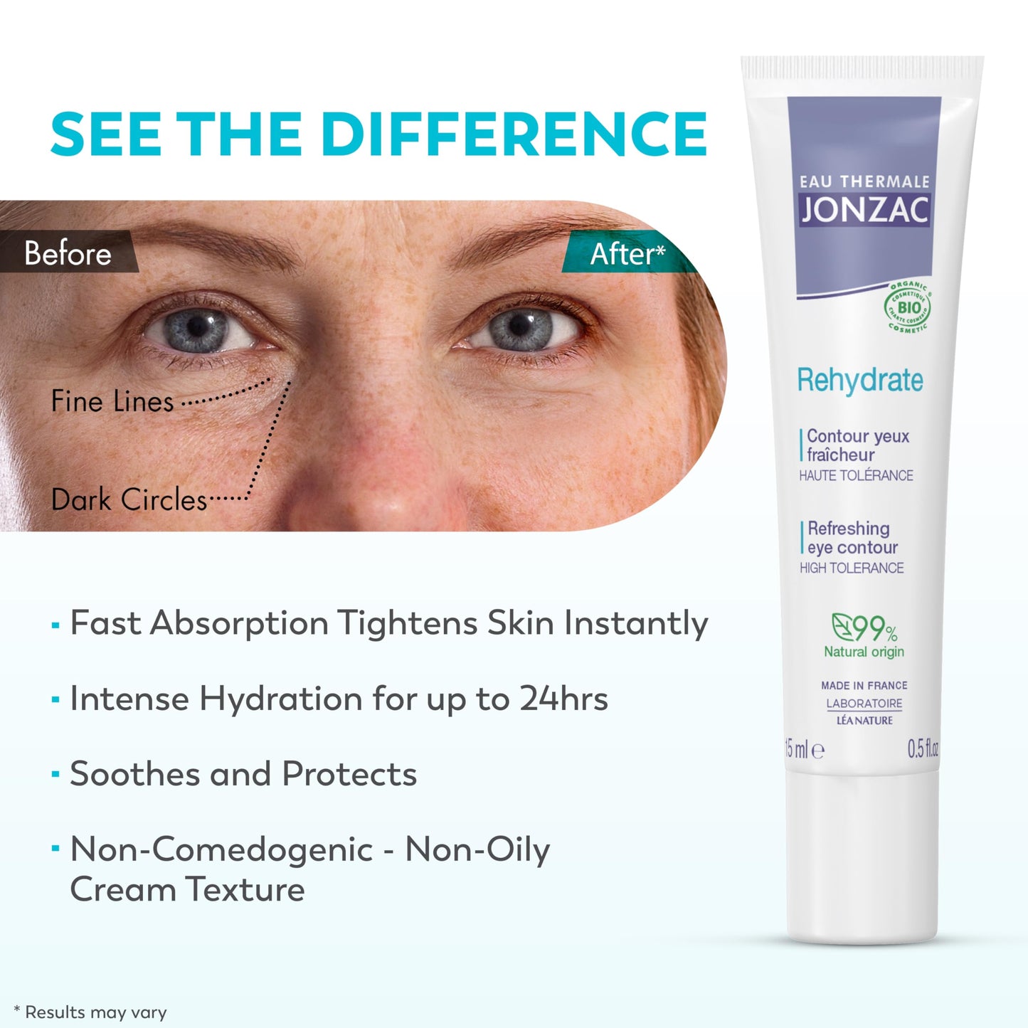 Eau Thermale Jonzac Soothing Eye Cream for Sensitive Skin - Hypoallergenic & Natural