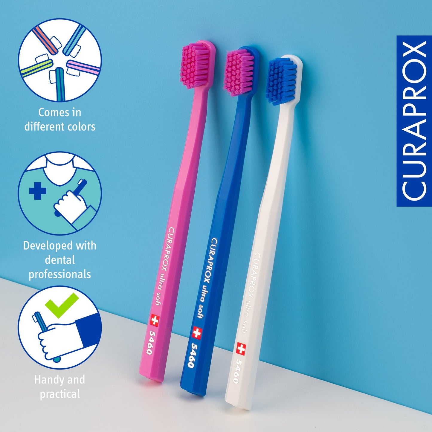 Curaprox 5460 Ultra Soft Manual Toothbrush for Sensitive Teeth and Gums - Gentle & Effective Plaque Removal