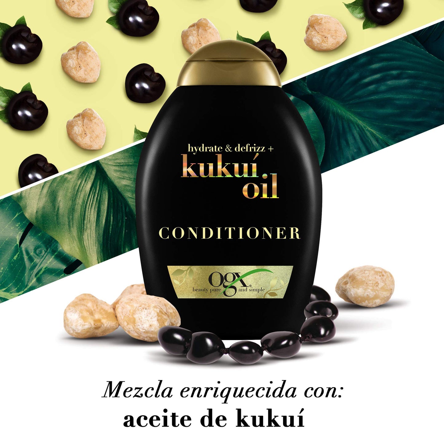 OGX Kukui Oil Conditioner - Moisturizing Anti-Frizz Hair Care for Dry Damaged Hair