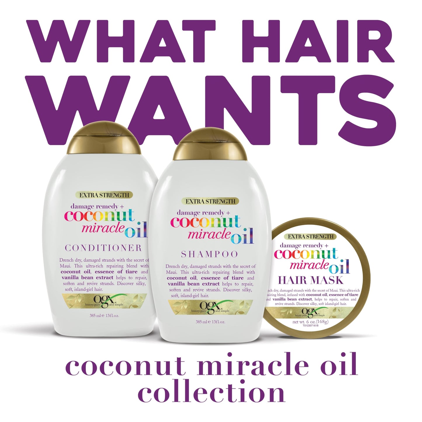 OGX Coconut Miracle Oil Conditioner - Sulfate-Free Hair Repair & Nourishment 13.01 fl oz