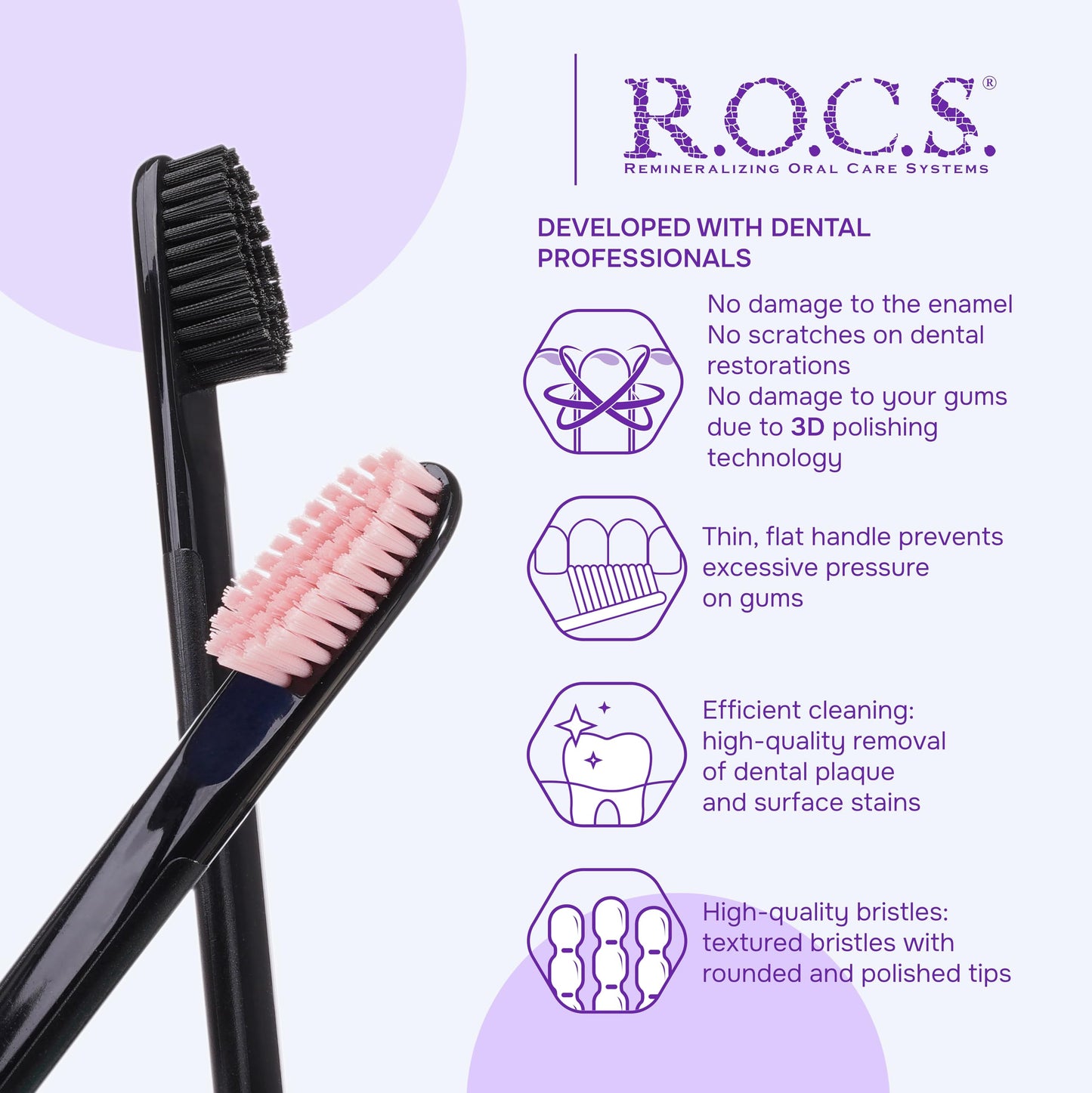 R.O.C.S. Black Edition Toothbrush - Elegant Design | Medium Hardness