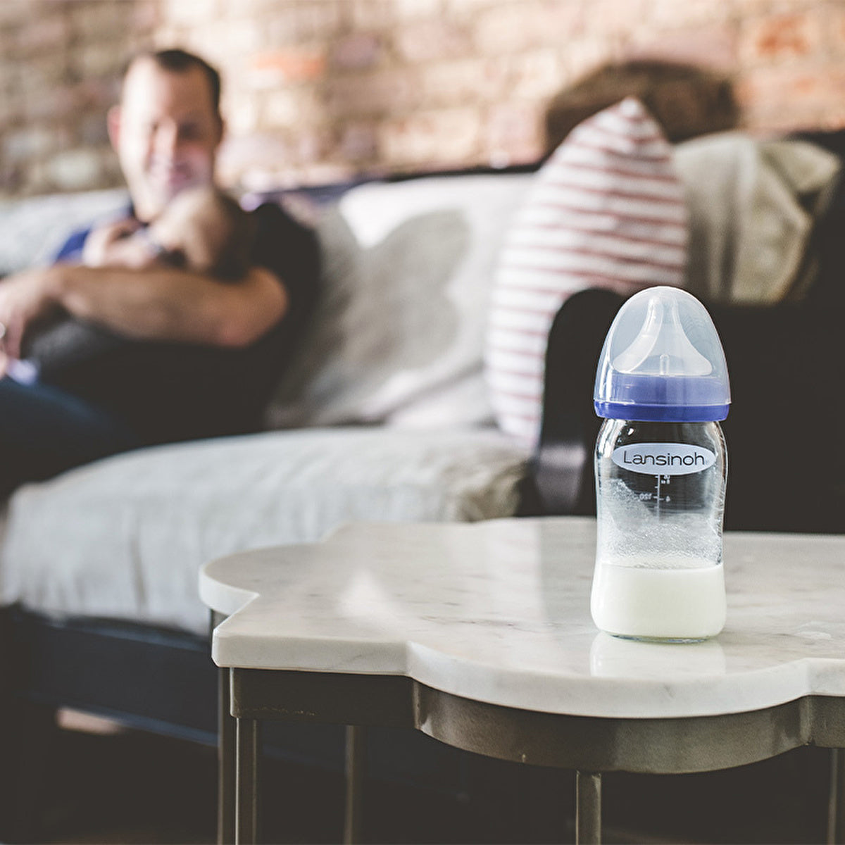 Lansinoh Glass Feeding Bottle 160ml + NaturalWave Bottle Teat Slow Flow