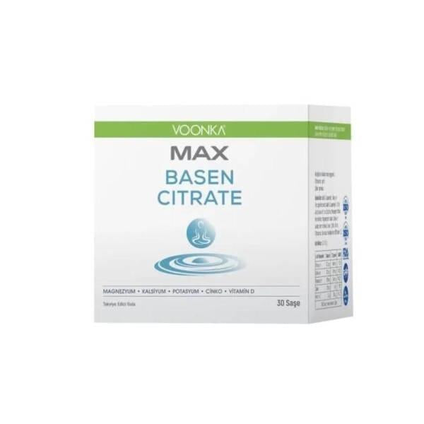 Voonka Max Basen Citrate Dietary Supplement - Magnesium, Calcium, Potassium, Zinc & Vitamin D - 30 Sachets