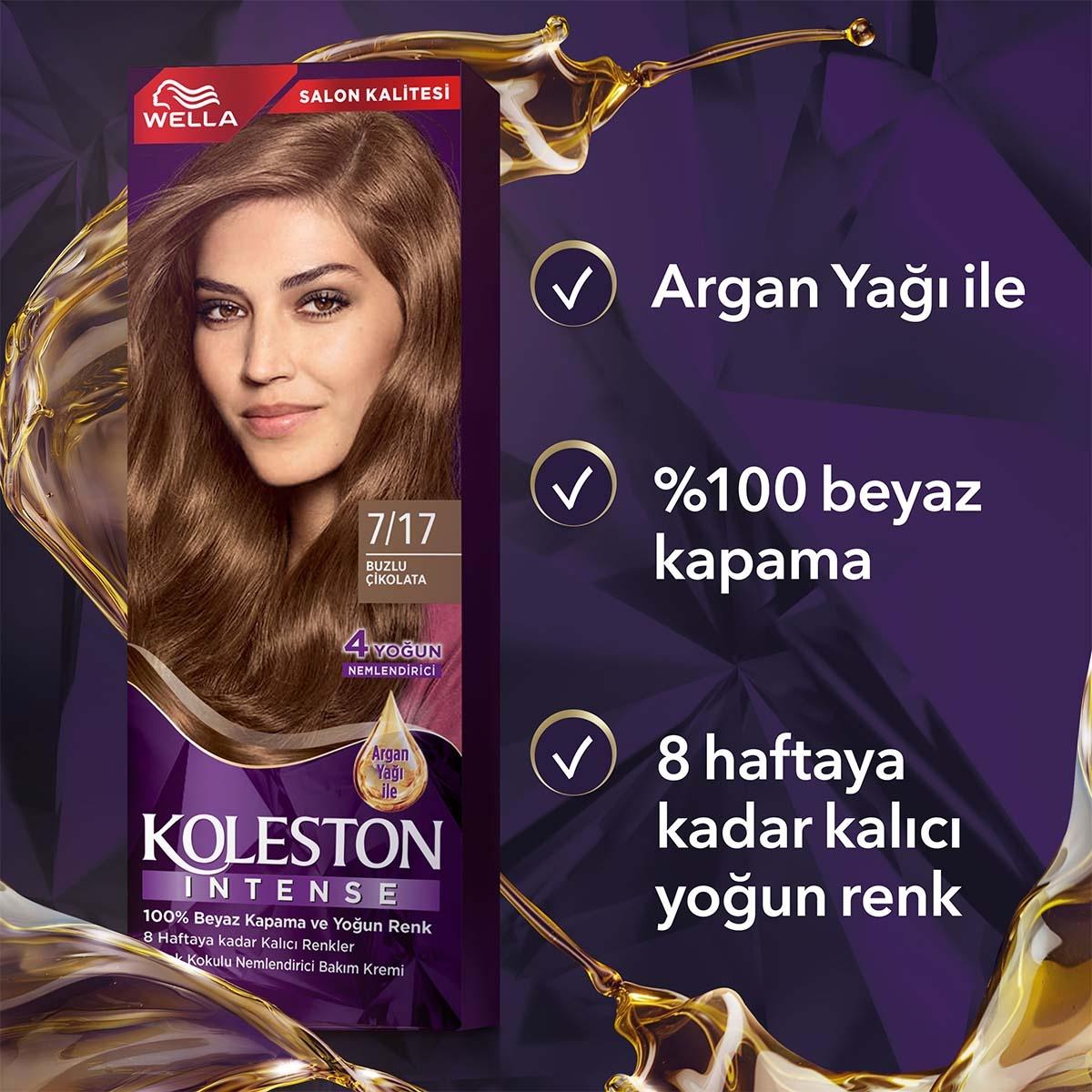 Wella Koleston Intense Icy Chocolate 7/17 Permanent Hair Dye: 100% Gray Coverage, Long Lasting Color, Argan Oil Infused for Intense Shine & Health