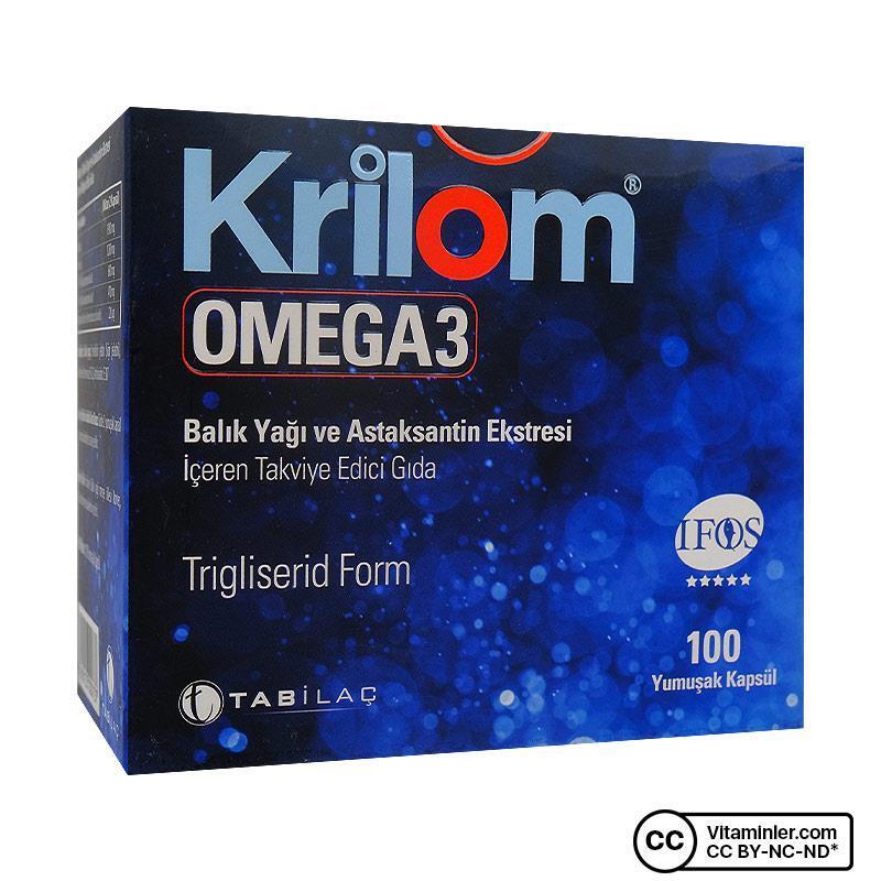 Krilom Omega-3 Dietary Supplement - 100 Softgel Capsules with EPA, DHA, and Astaxanthin for Heart Health