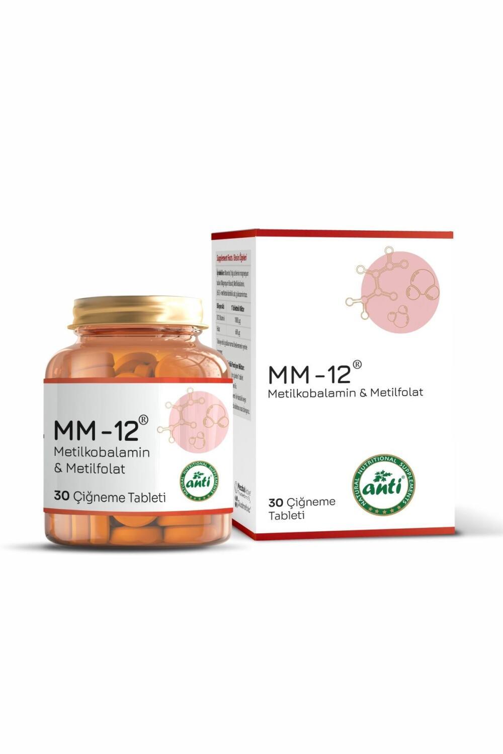 MM-12 Vitamin B12 Supplement, 1000 µg Metilkobalamin & 600 µg Methylfolate, Sublingual Chewable Tablets for Enhanced Bioavailability - 30 Count