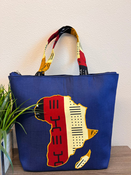 Denim African Map Tote Bag - M2G
