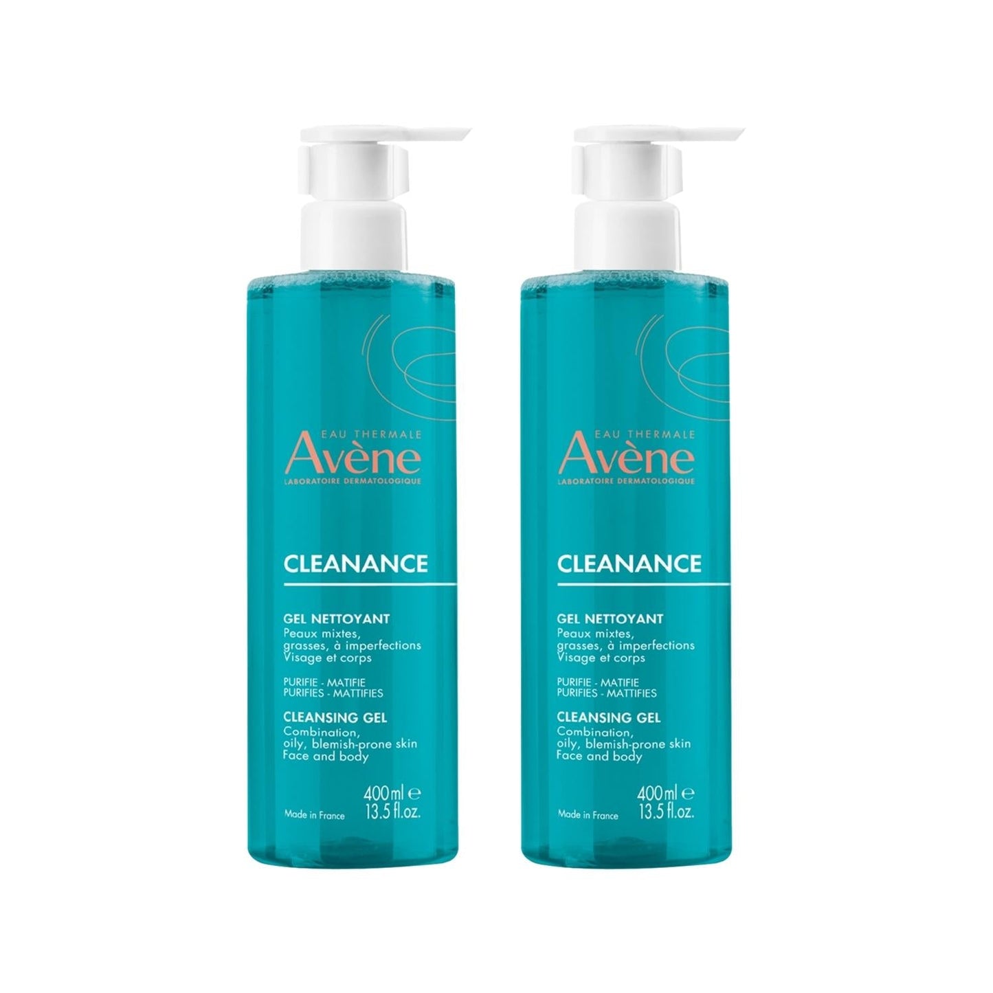 Avene Cleanance Gel: Gentle Facial Cleansing Gel for Oily & Acne-Prone Skin - Value Pack (2 x 400ml)