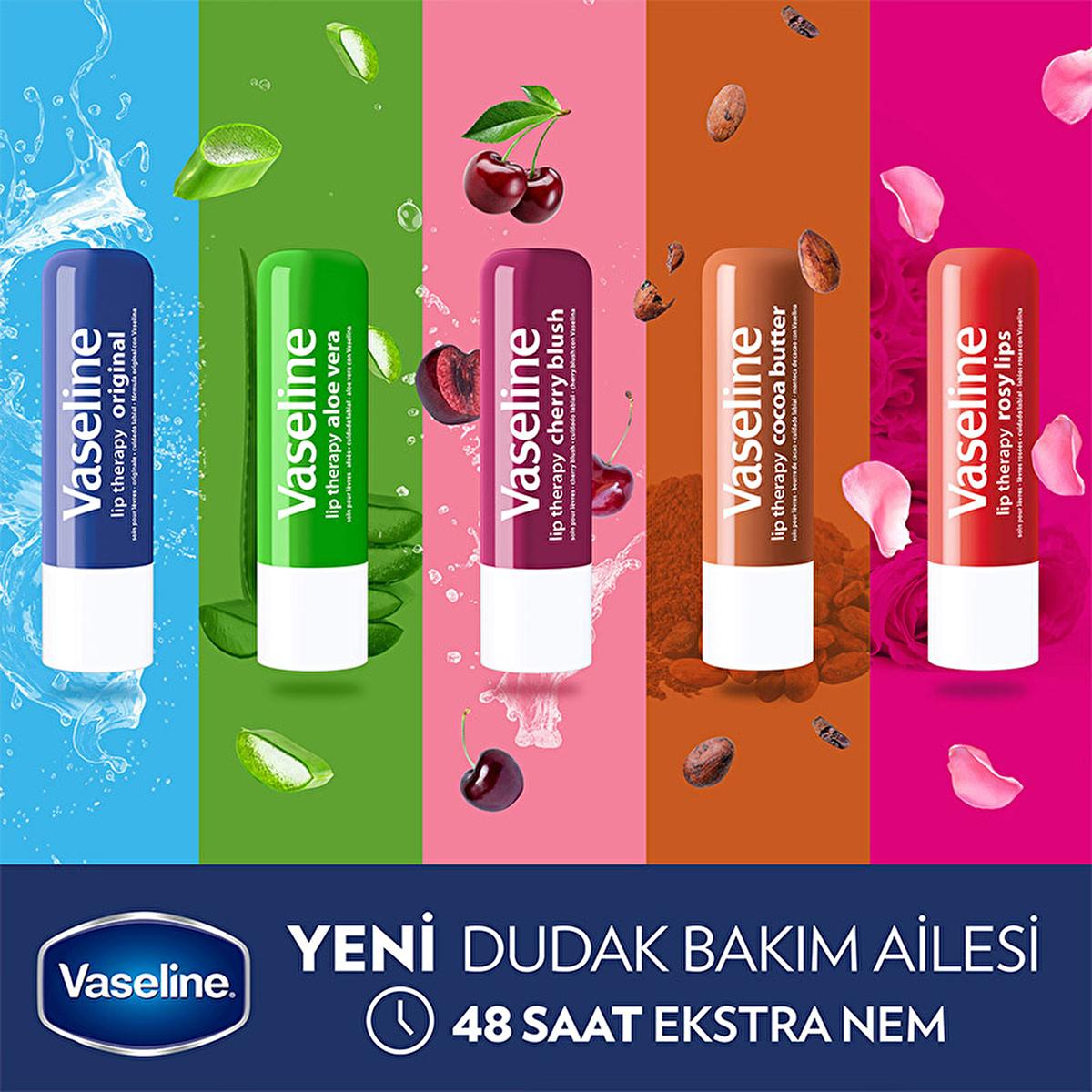 Vaseline Cherry Blush Lip Care - 48 Hour Moisturizing Lip Balm with Shea Butter for Dry, Chapped Lips