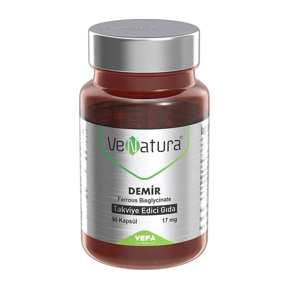 VeNatura Iron 17mg Dietary Supplement - 90 Vegan Capsules, Gluten-Free, Supports Healthy Iron Levels