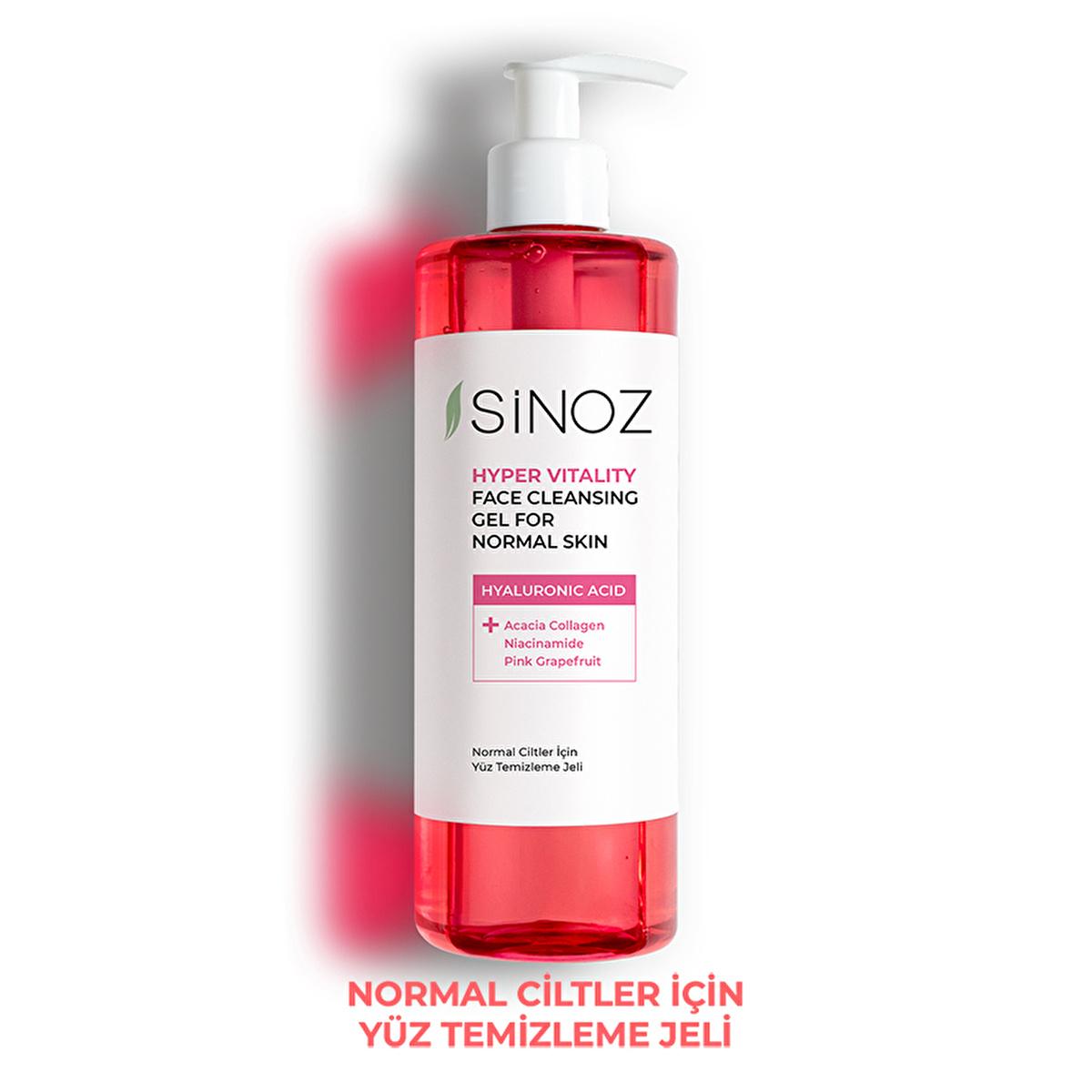 Sinoz Hydrating Facial Cleanser for Normal Skin: Gentle Daily Face Wash with Hyaluronic Acid, Pink Grapefruit & Acacia Collagen - Brightens & Moisturizes (400ml)