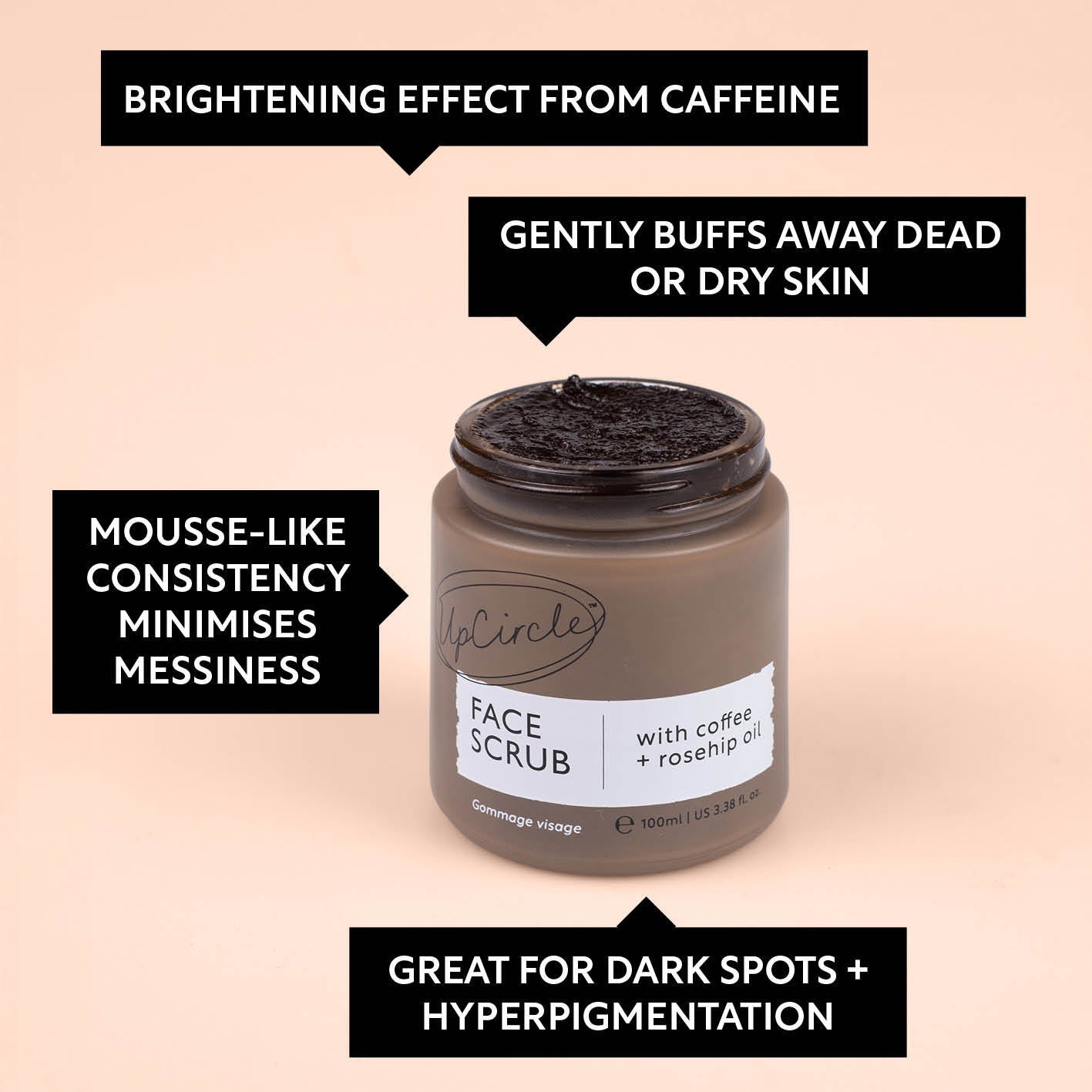 Face Scrub with Coffee + Rosehip Oil - M2G