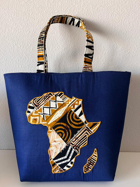 Denim African Map Tote Bag - M2G