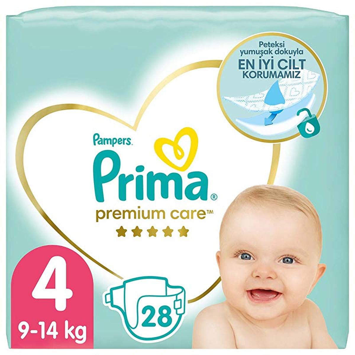 Prima Premium Care Baby Diapers, Size 4, 28 Count - Soft, Leakproof, and Dermatologically Tested Diapers for Sensitive Skin