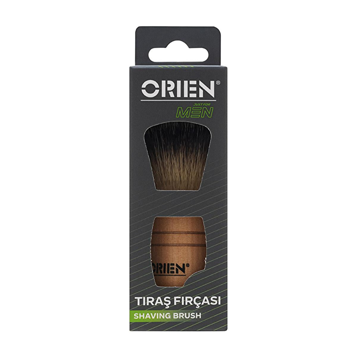 Orien Men Synthetic Shaving Brush with Wooden Handle for Sensitive Skin - Gentle, Durable, and Eco-Friendly Men's Grooming Tool