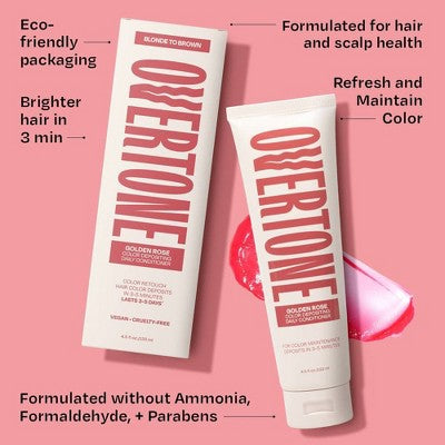 Overtone Golden Rose Daily Conditioner Semi-Permanent Rose Gold Hair Color 4.5 oz - New - M2G